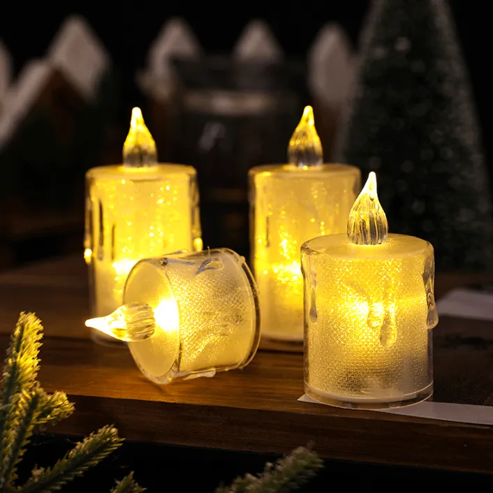 flameless led candles light plastic pillar flickering candle night light for home set of 3