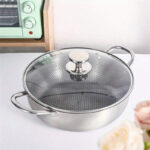 304 stainless steel honeycomb laser coated non stick wok with lid