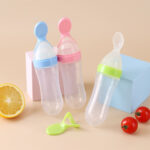 silicon baby feeding bottle with spoon