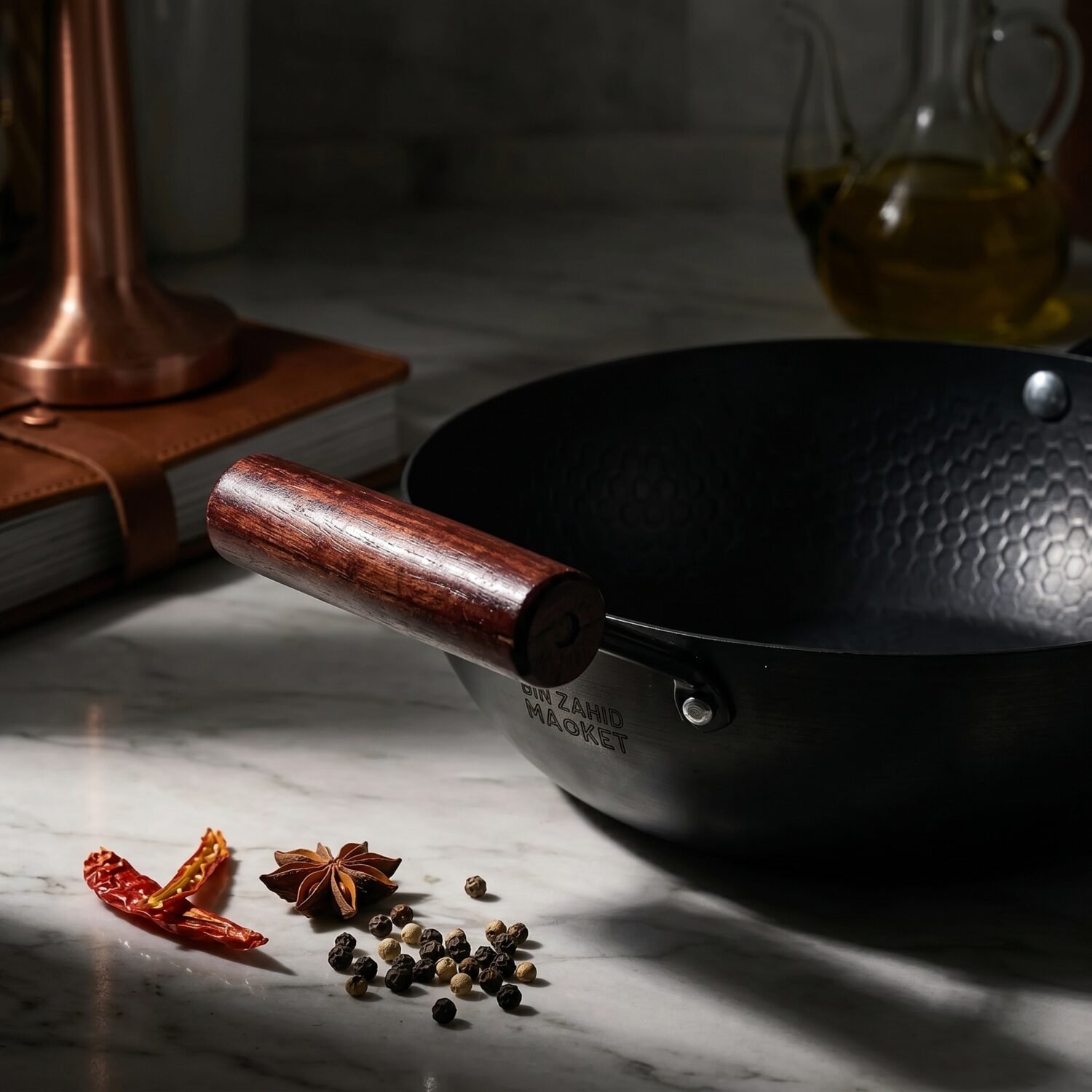 large aluminum wok old two ears aluminum bottom morie pattern 18l non stick commercial cooking gas induction ready