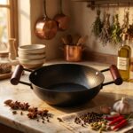 large aluminum wok old two ears aluminum bottom morie pattern 18l non stick commercial cooking gas induction ready