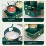 luxury double layer kitchen spice rack with metal gold stand