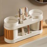 dual cup toothbrush holder set anti slip base