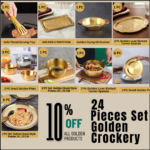 24 pieces set golden crockery design tow