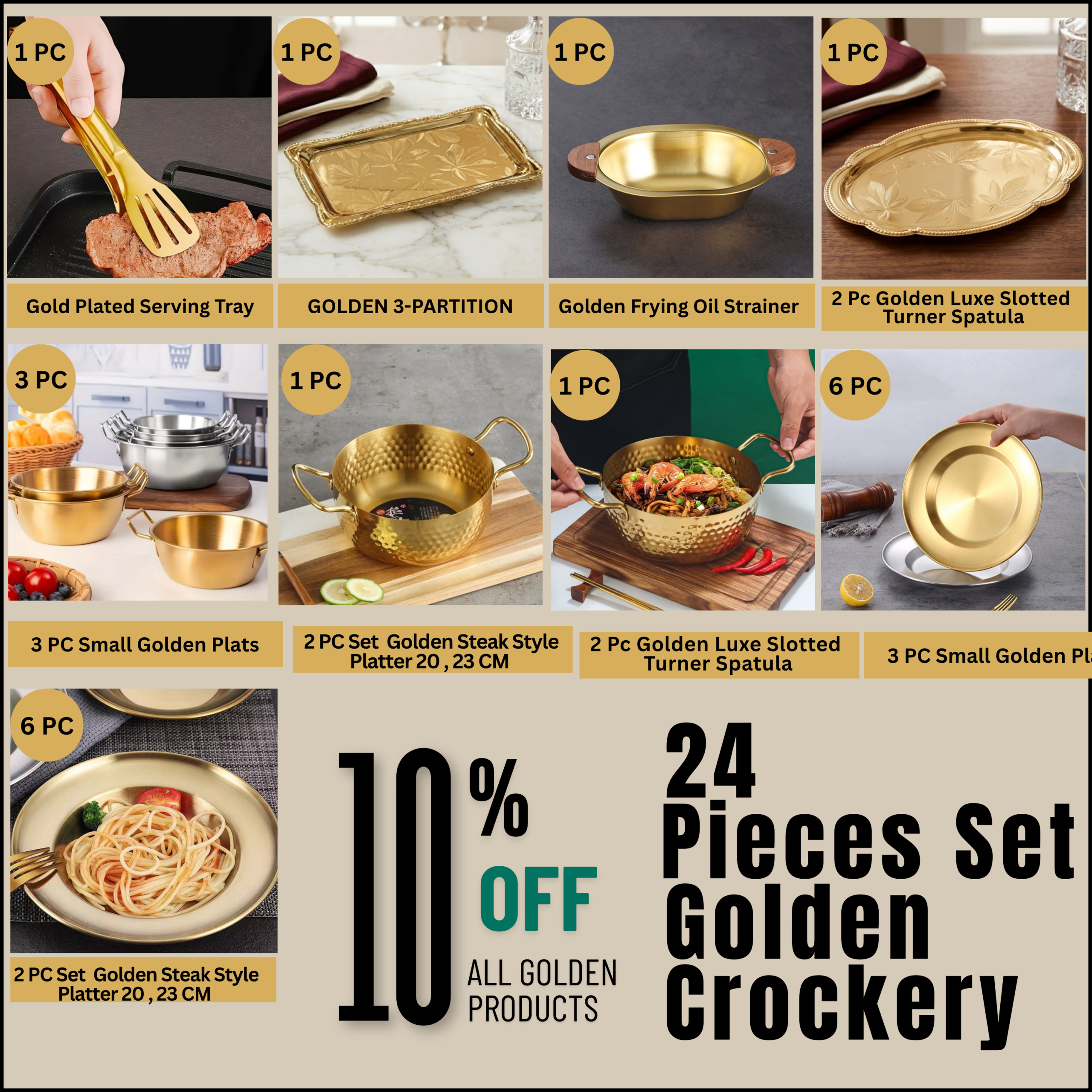 24 pieces set golden crockery design tow 24 pieces set golden crockery design tow