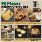 10 pieces golden crockery set design one