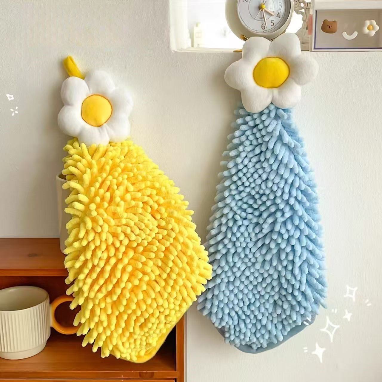 floral daisy hanging microfiber hand towel floral daisy hanging microfiber hand towel