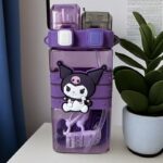 cute cartoon square water bottle with carrying strap