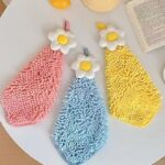 floral daisy hanging microfiber hand towel