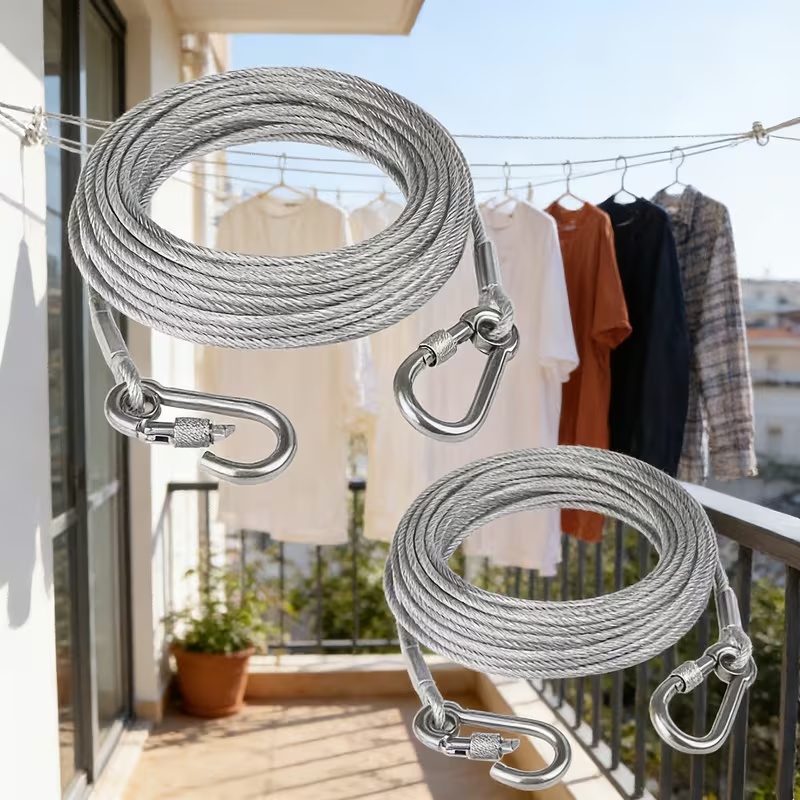 5 meter stainless steel heavy duty cloth drying rope with hooks 5 meter stainless steel heavy duty cloth drying rope with hooks