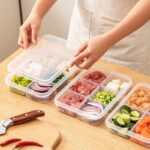 clear plastic six compartment organizer with lid