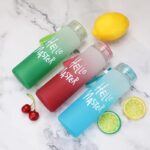 frosted gradient glass water bottle carrying strap
