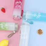 frosted gradient glass water bottle carrying strap