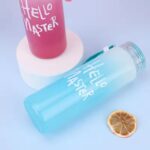 frosted gradient glass water bottle carrying strap
