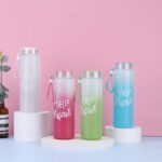 frosted gradient glass water bottle carrying strap