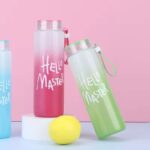 frosted gradient glass water bottle carrying strap
