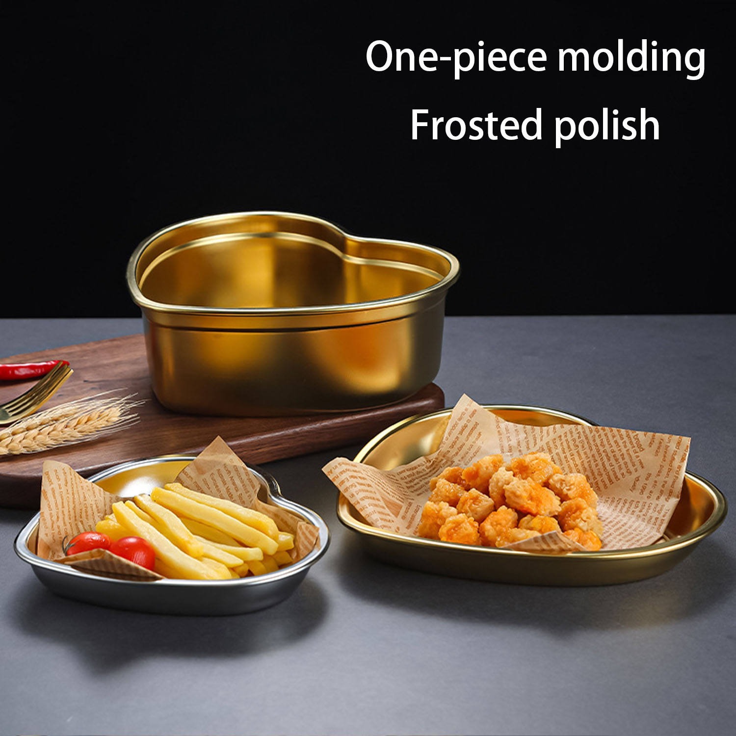 premium gold stainless steel heart dipping bowl