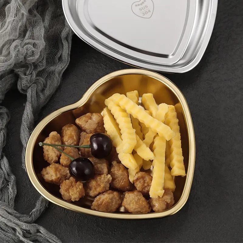 premium gold stainless steel heart dipping bowl