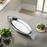 stainless steel fish shaped food serving platter