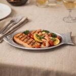 stainless steel fish shaped food serving platter