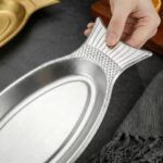 stainless steel fish shaped food serving platter