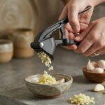 premium heavy duty cast aluminum garlic press crusher