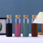glass water bottle with silicone protective sleeve