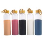 glass water bottle with silicone protective sleeve