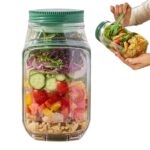 portable layered salad jar with built in dressing container