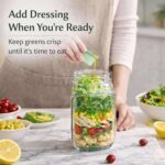 portable layered salad jar with built in dressing container