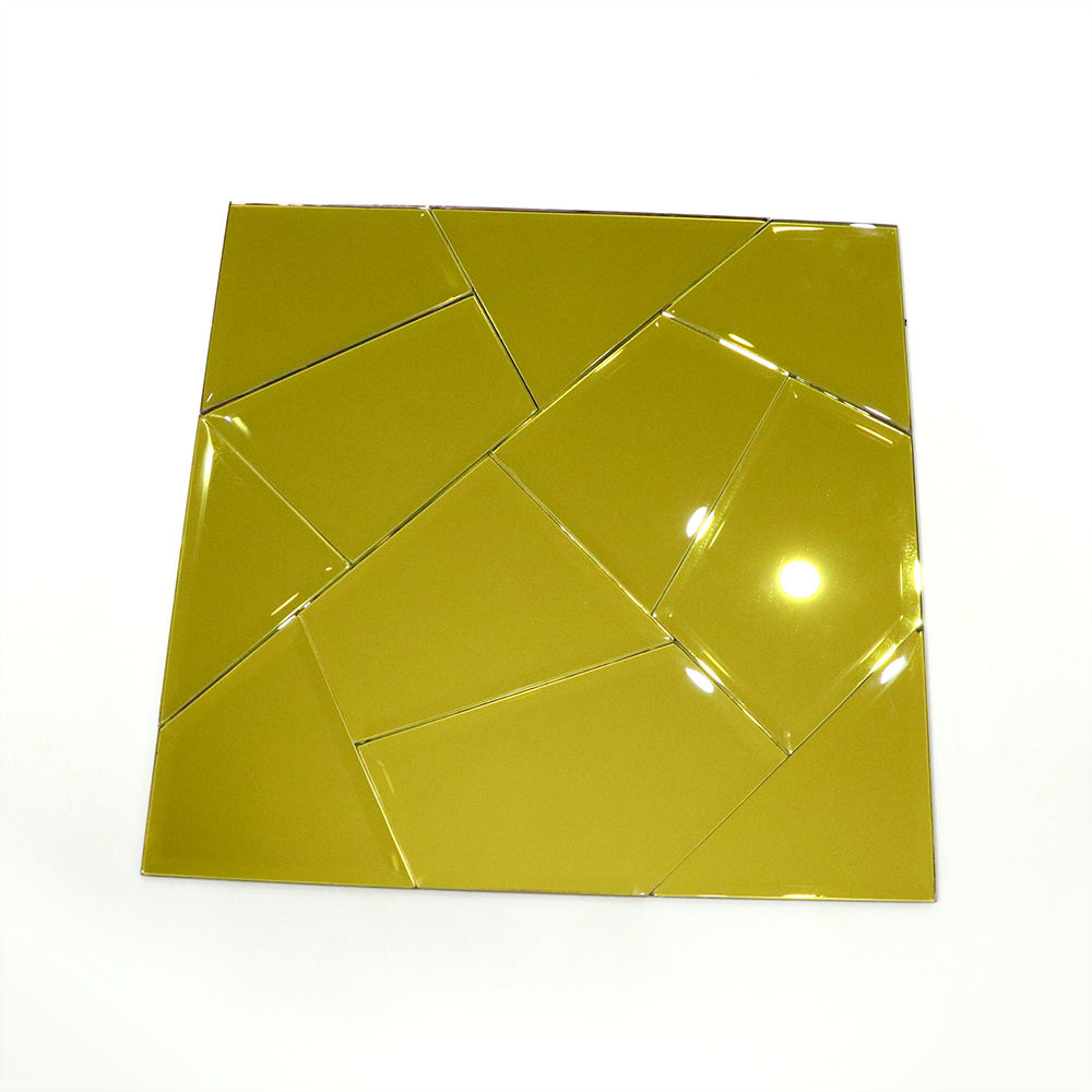 gold geometric mosaic wall mirror tiles stickers