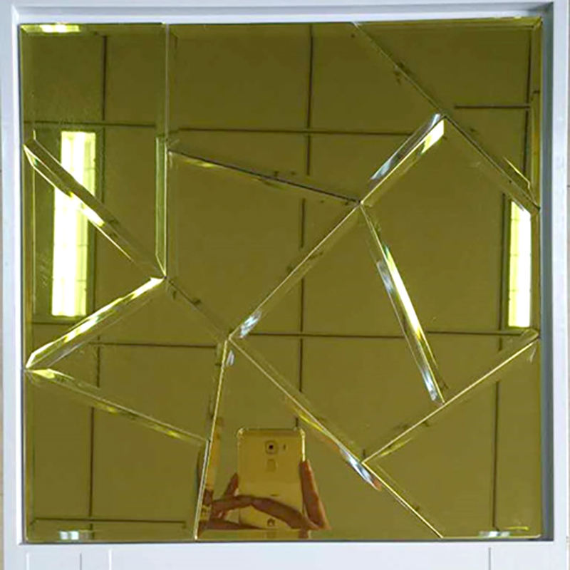 gold geometric mosaic wall mirror tiles stickers