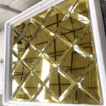 gold geometric mosaic wall mirror tiles stickers