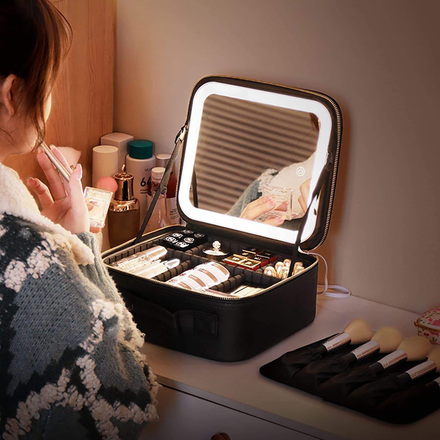 new led cosmetic bag with mirror new led cosmetic bag with mirror