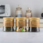 premium glass spice jar with matching spoon