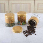 premium glass spice jar with matching spoon