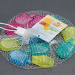 reusable colorful ice cubes in mesh bag