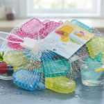 reusable colorful ice cubes in mesh bag