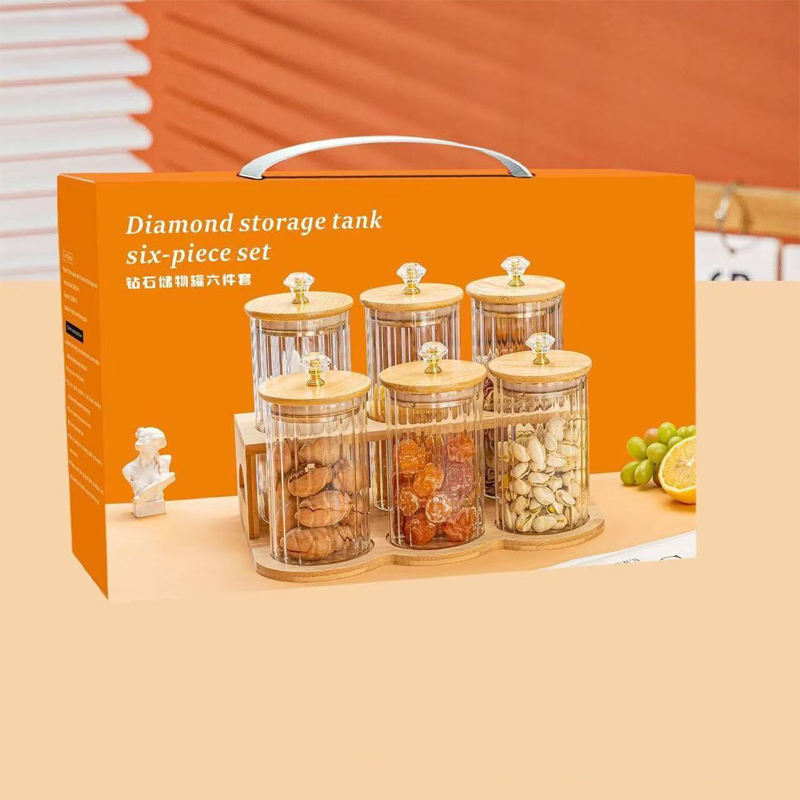 6 piece glass spice and nut jar set with bamboo lids and tray 6 piece glass spice and nut jar set with bamboo lids and tray