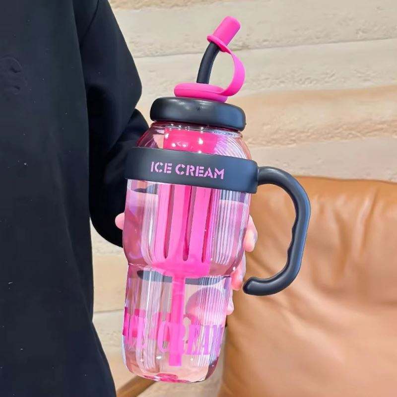 cute ice cream style water bottle with straw cute ice cream style water bottle with straw