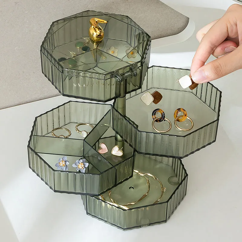 rotating multi layer jewelry organizer storage box