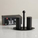 luxury stainless steel salt & pepper shaker set with elegant holder