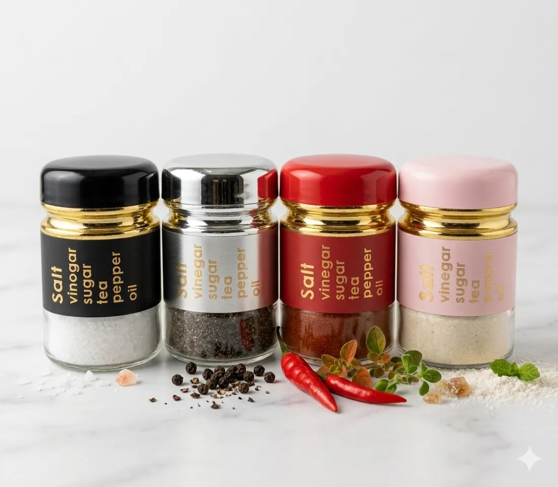 1pcs mini glass spice jar set with airtight lids – salt, pepper & seasoning storage bottles