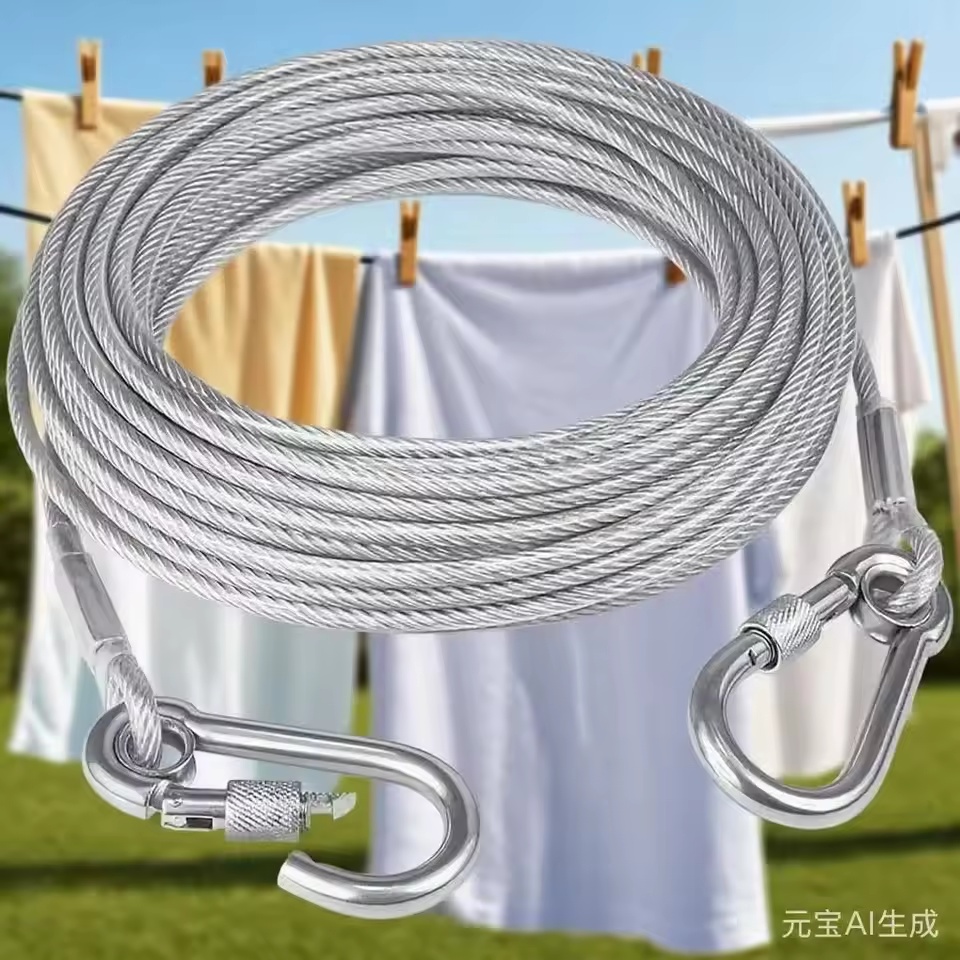 5 meter stainless steel heavy duty cloth drying rope with hooks 5 meter stainless steel heavy duty cloth drying rope with hooks