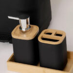 3 matte black bathroom soap dispenser tumbler set