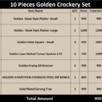 10 pieces golden crockery set design one