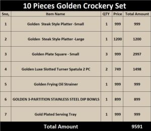10 pieces golden crockery set design one