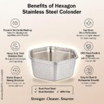stainless steel 24cm square kitchen colander