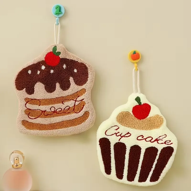 cute cupcake shaped soft plush kitchen towel
