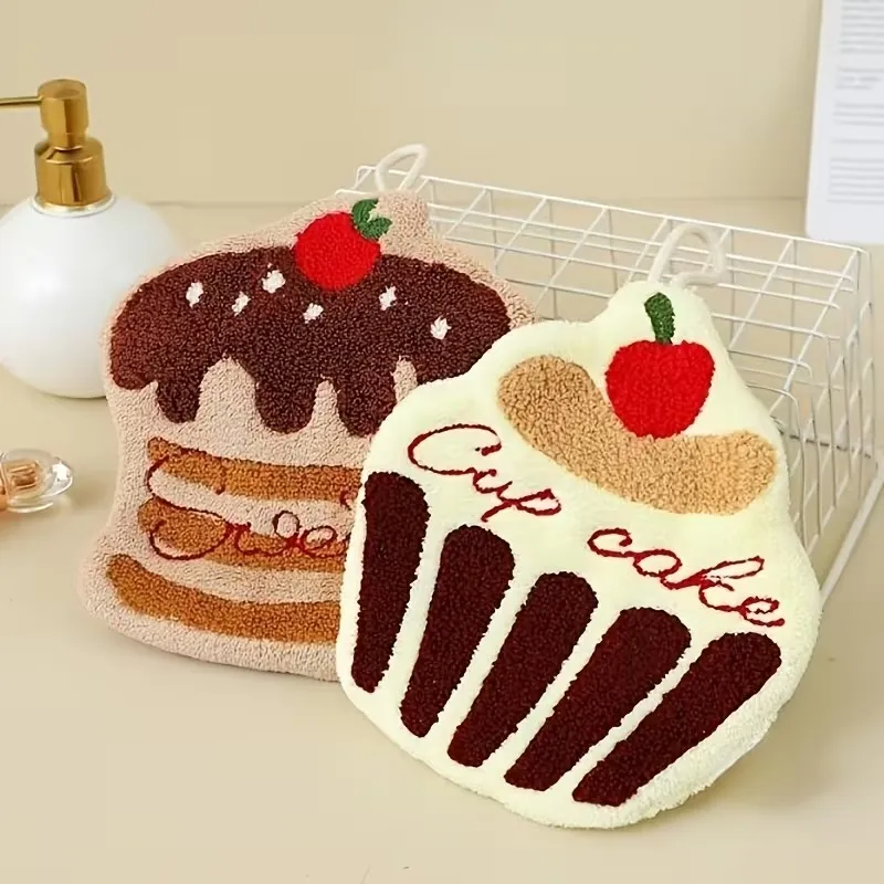 cute cupcake shaped soft plush kitchen towel